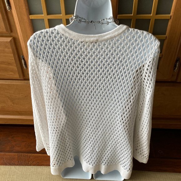 Christopher & Banks White Open Knit Cardigan Sweater. X Large - Picture 5 of 6